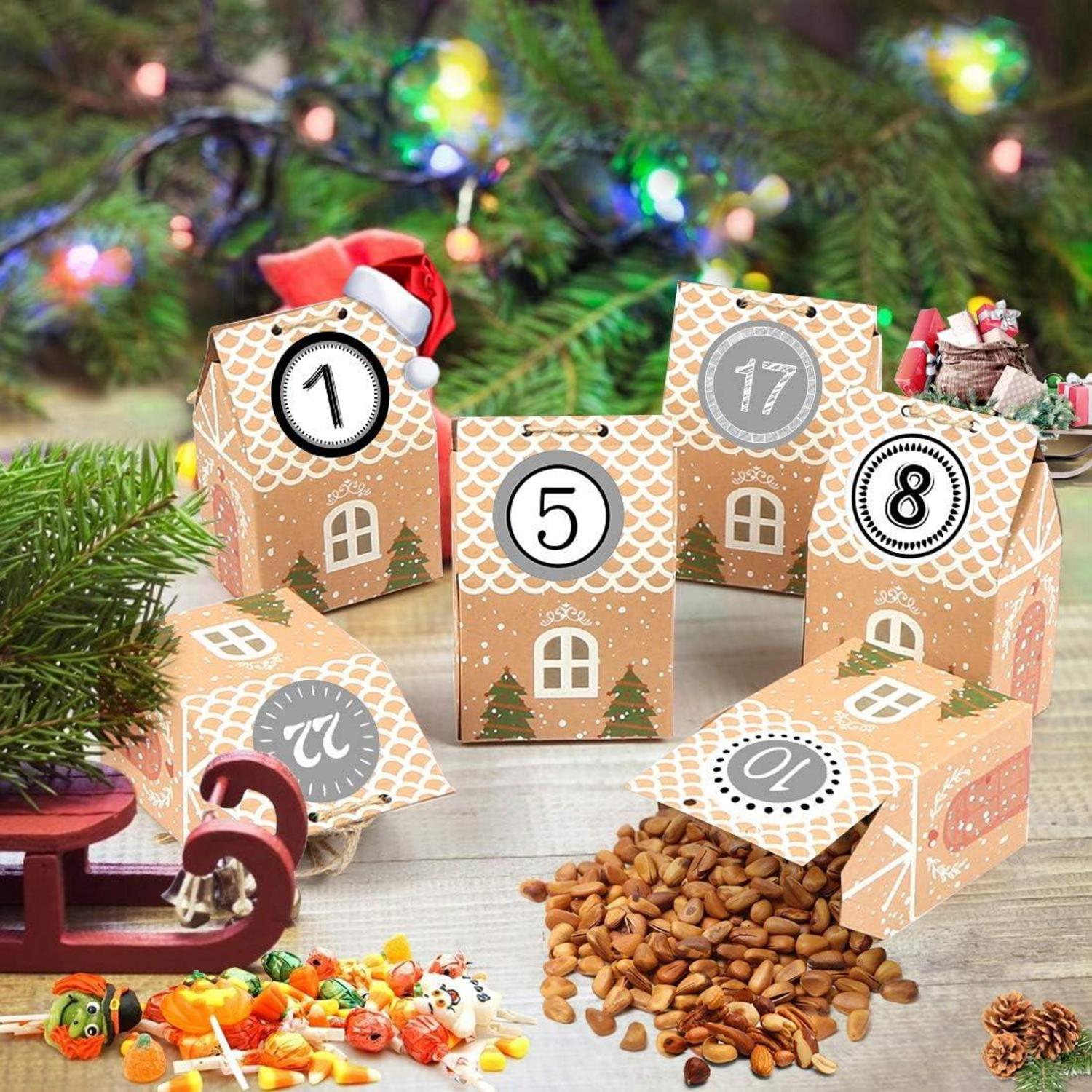 Adventskalender zum Befüllen 24 DIY Häuser Weihnachten Schwarz