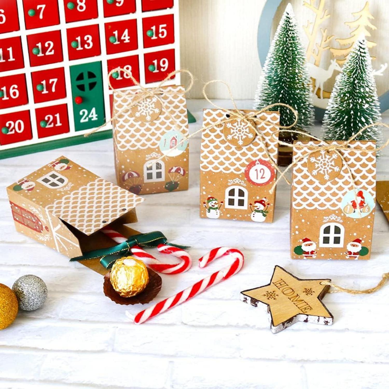 Adventskalender zum Befüllen Häuser DIY Boxen 24 schwarz