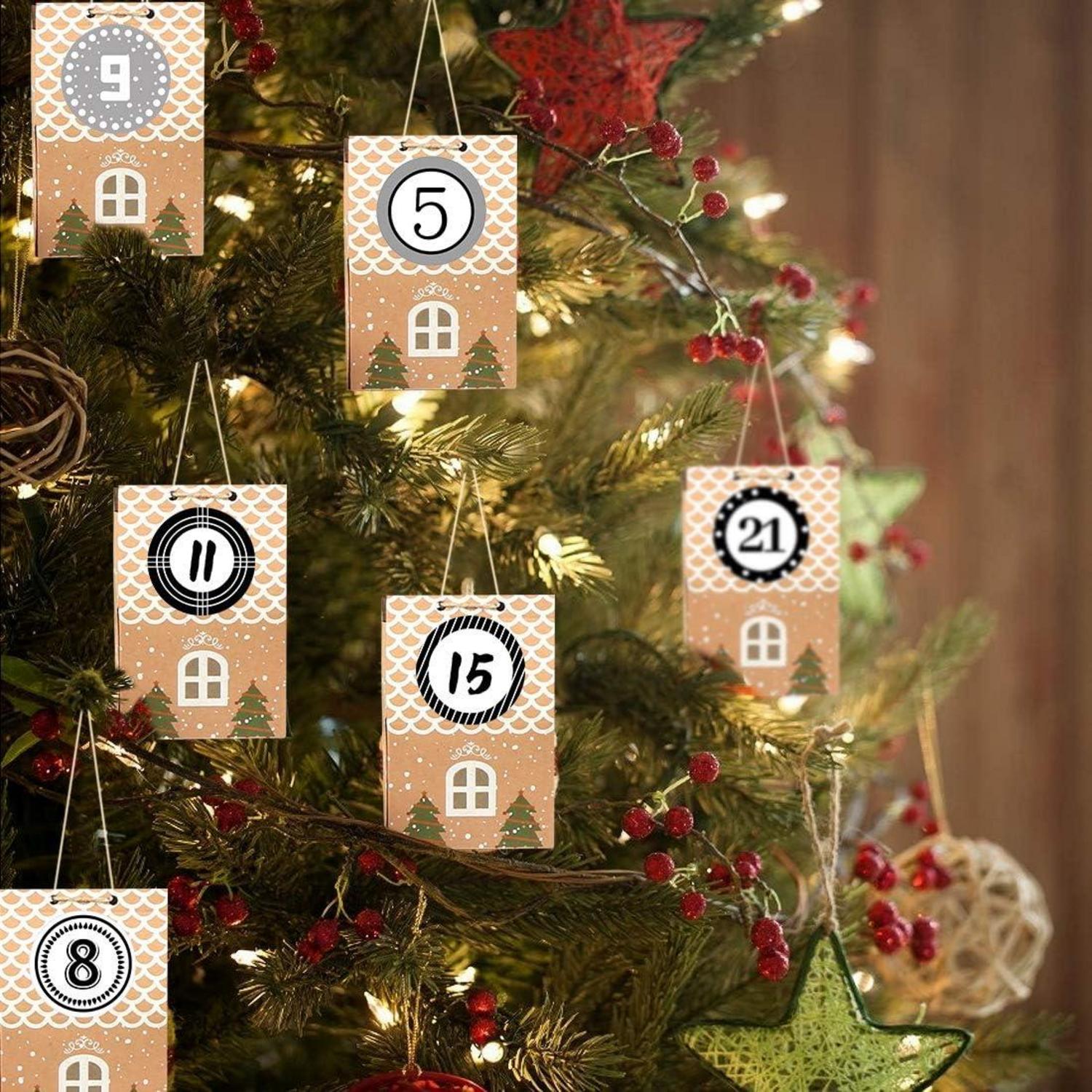 Adventskalender zum Befüllen 24 DIY Häuser Weihnachten Schwarz