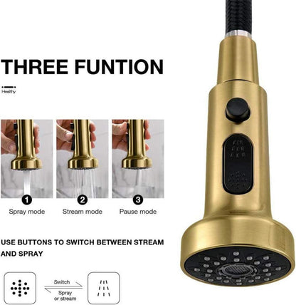 Gold Küchenarmatur 360° Drehbar Pull-Down-Sprühgerät Mischbatterie