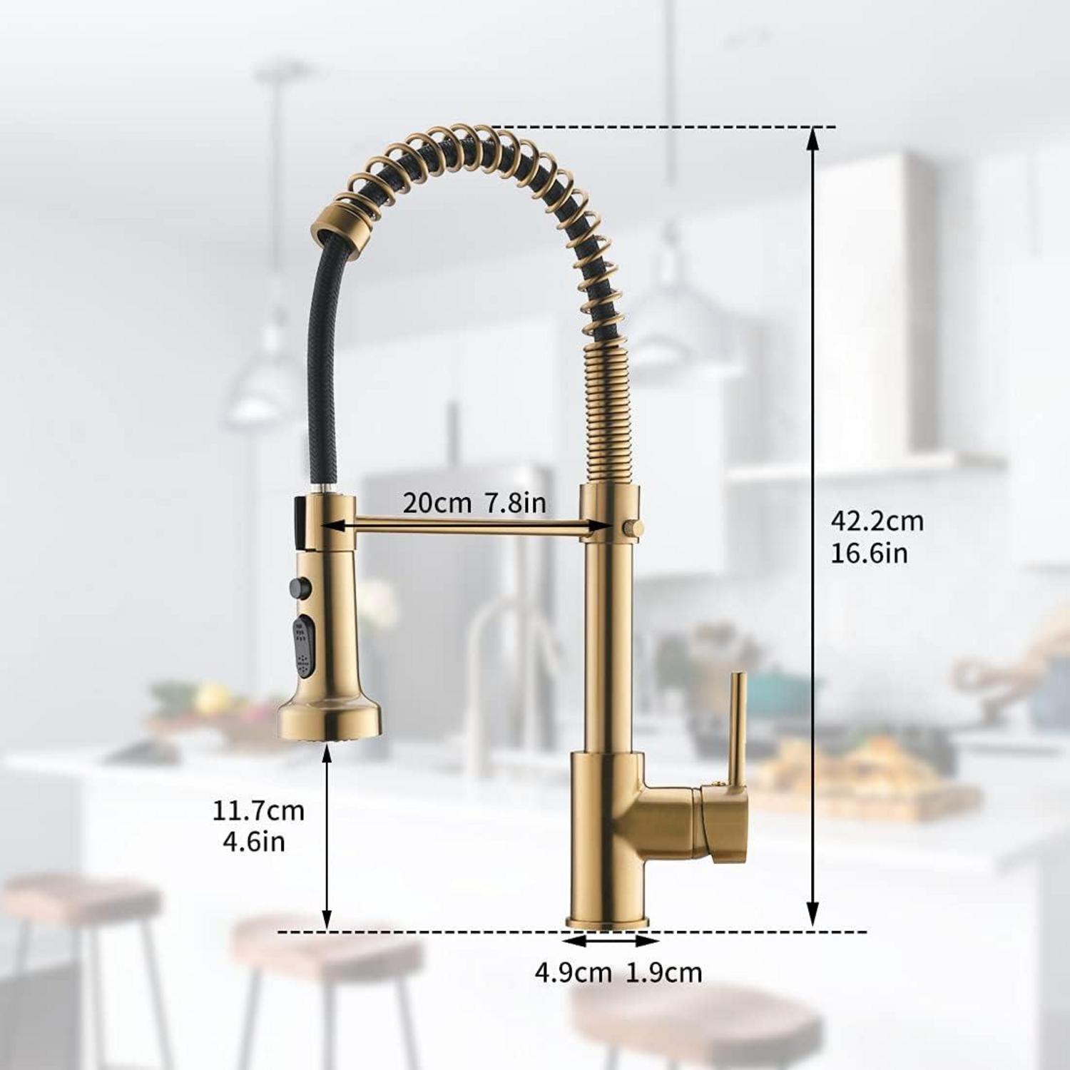 Küchenarmatur Gebürstetes Gold 360° Pull-Down Sprühgerät