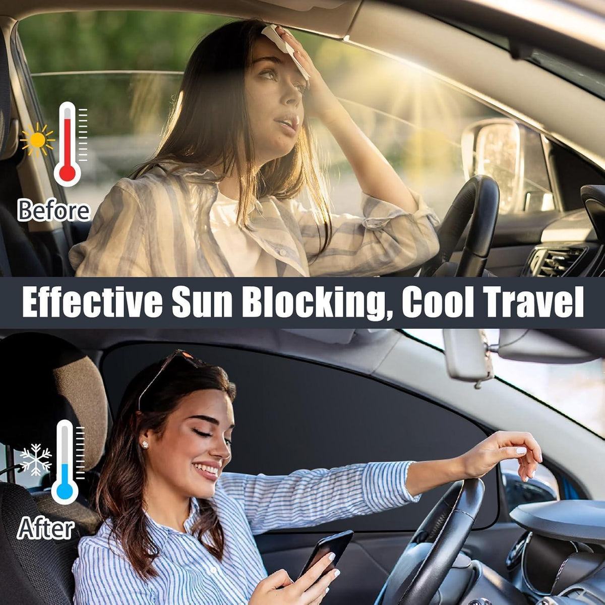 Auto Sonnenschutzvorhang - UV Schutz, 2er Set, Seitenscheibe