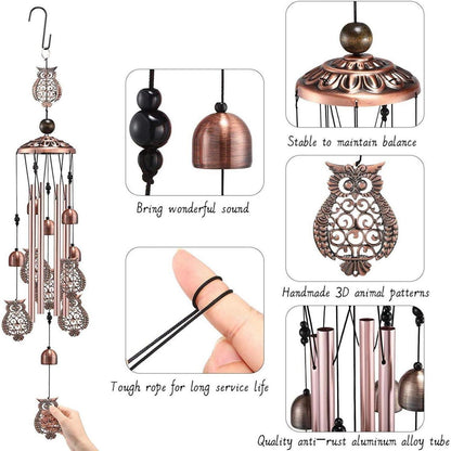 Eule Metall Windspiel Glocke Garten und Balkon Dekoration