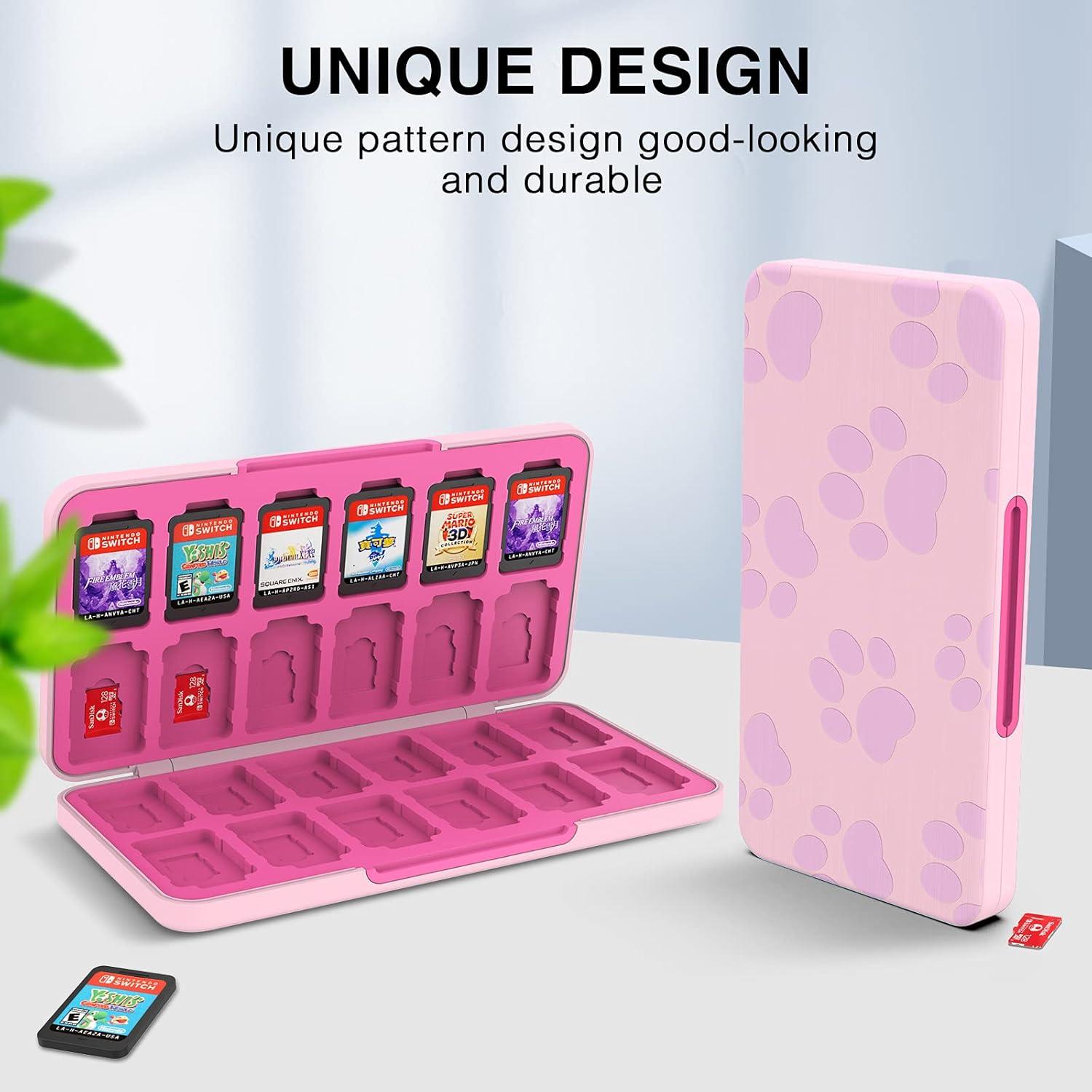 Aufbewahrungsbox für Nintendo Switch Spielkarten & Micro-SD - Pink Cat