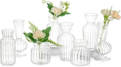 Kleine Vintage Glasvasen Set für Hochzeit Tischdeko Blumenarrangements