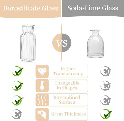 Kleine Vasen Set Vintage Glas Blumenvase 8-teilig Hochzeit Tischdekoration