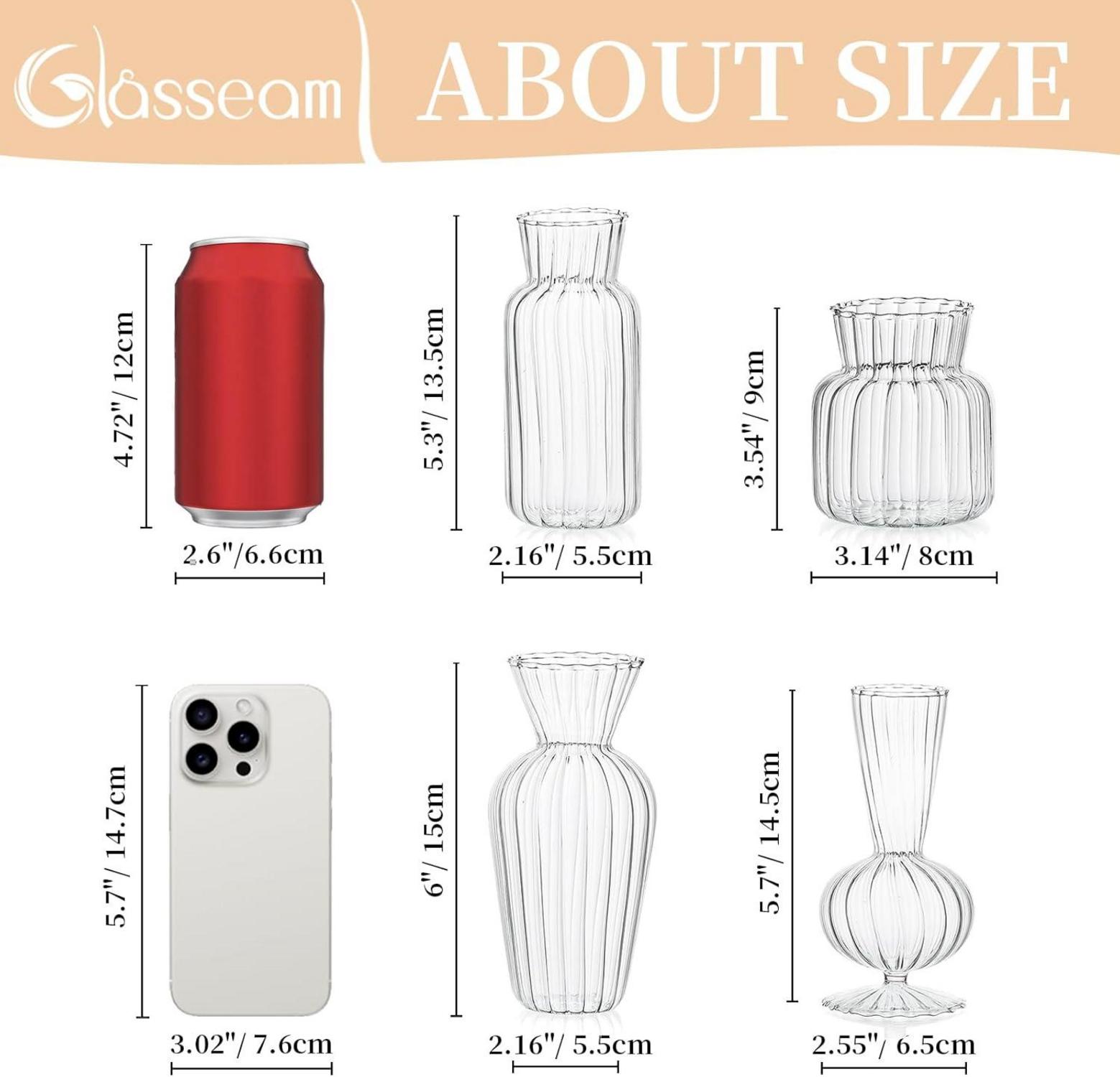 Kleine Vasen Vintage 8-teilig Glas Blumenvase Hochzeit Tischdeko