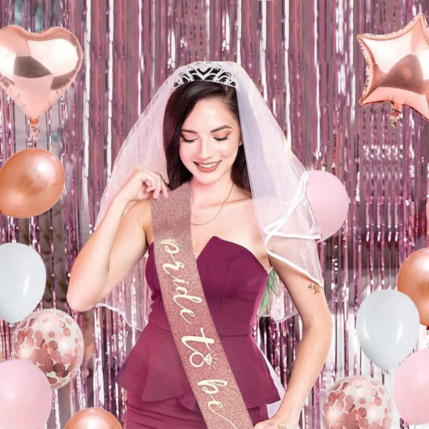 Roségold Deko Set für Junggesellinnenabschied - Braut Accessoires & Luftballons