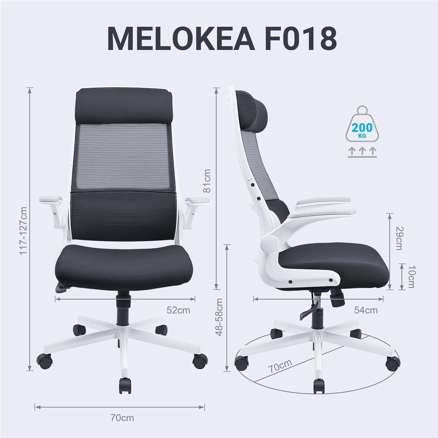 Ergonomischer Bürostuhl Mesh Schwarz verstellbare Armlehnen
