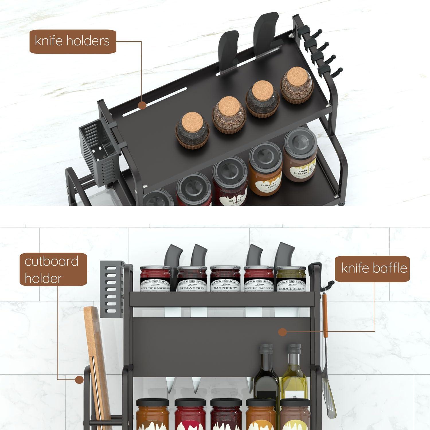 Küchenregal Arbeitsplatte 63x49cm Gewürzregal Stahl Organizer