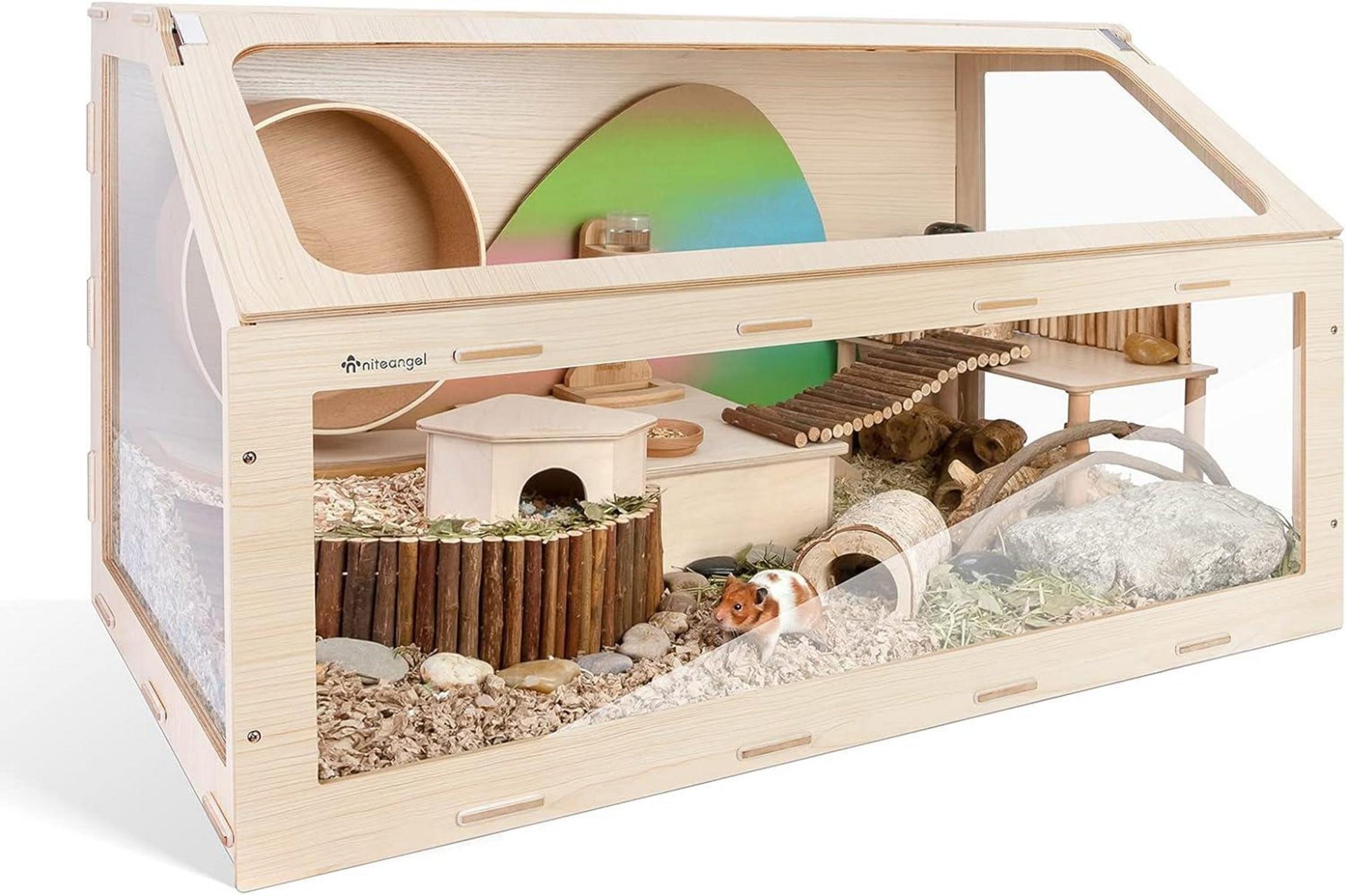 Hamsterkäfig Niteangel Vista mit schräger Öffnung MDF Aspen2957cm