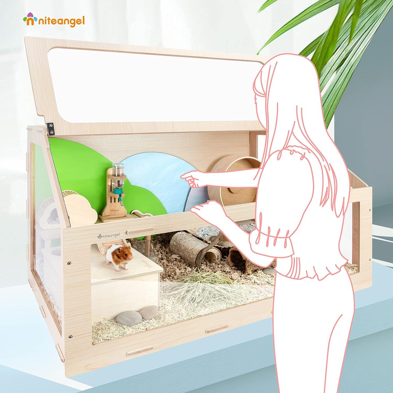 Niteangel Vista Hamsterkäfig MDF Aspen Kleintierkäfig für syrische Zwerghamster, Degus, Mäuse (M -103.4 x 57.7 x