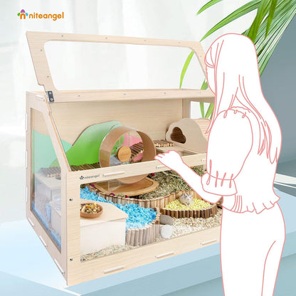 Niteangel Vista Hamsterkäfig MDF Aspen für syrische Zwerghamster, Degus, Mäuse (M -103.4 x 57.7 x 58.2cm) (S - 83.6 x 43.7 x