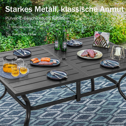 Gartentisch für 6 Personen Stahl Rahmen 152×95cm Schwarz mit