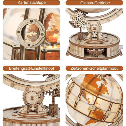 ROKR Holzpuzzle 3D Globus Modell Luminous Globe 180 Teile