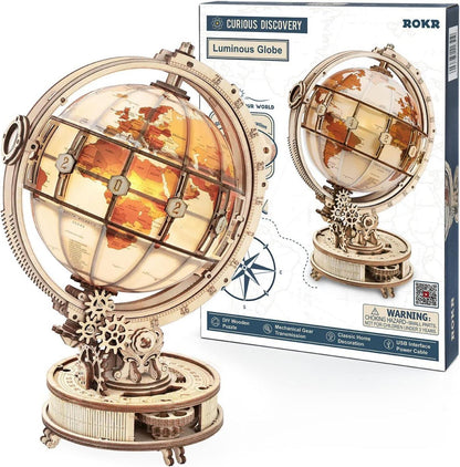 ROKR 3D Holzpuzzle Globus Modell 180 Teile Nachtlicht Globe