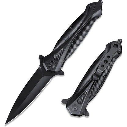 Schwarzes Klappmesser Taschenmesser mit Clip Einhandmesser
