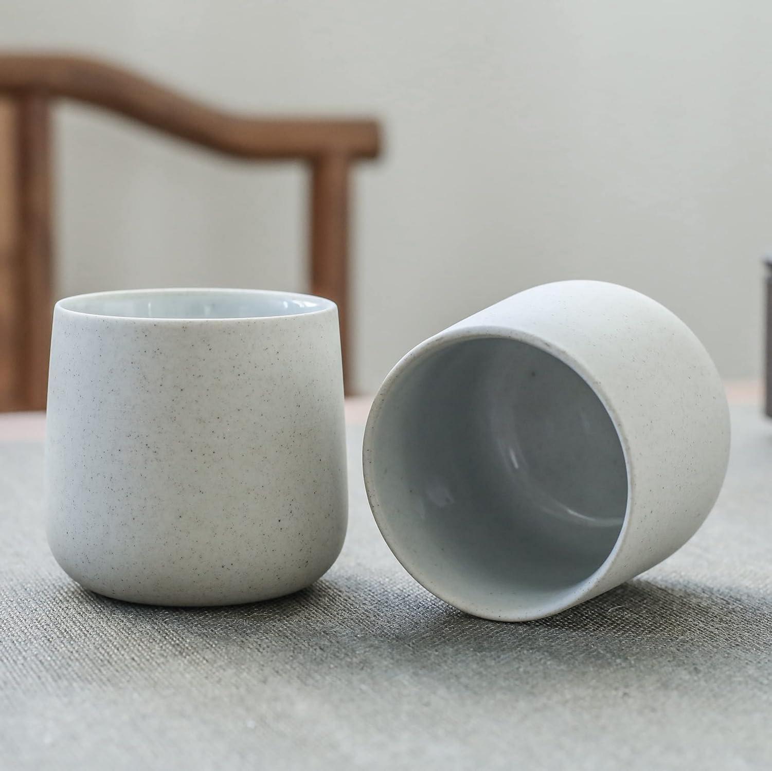Japanische Teetasse Keramik 205 ml hellgrau Set 4