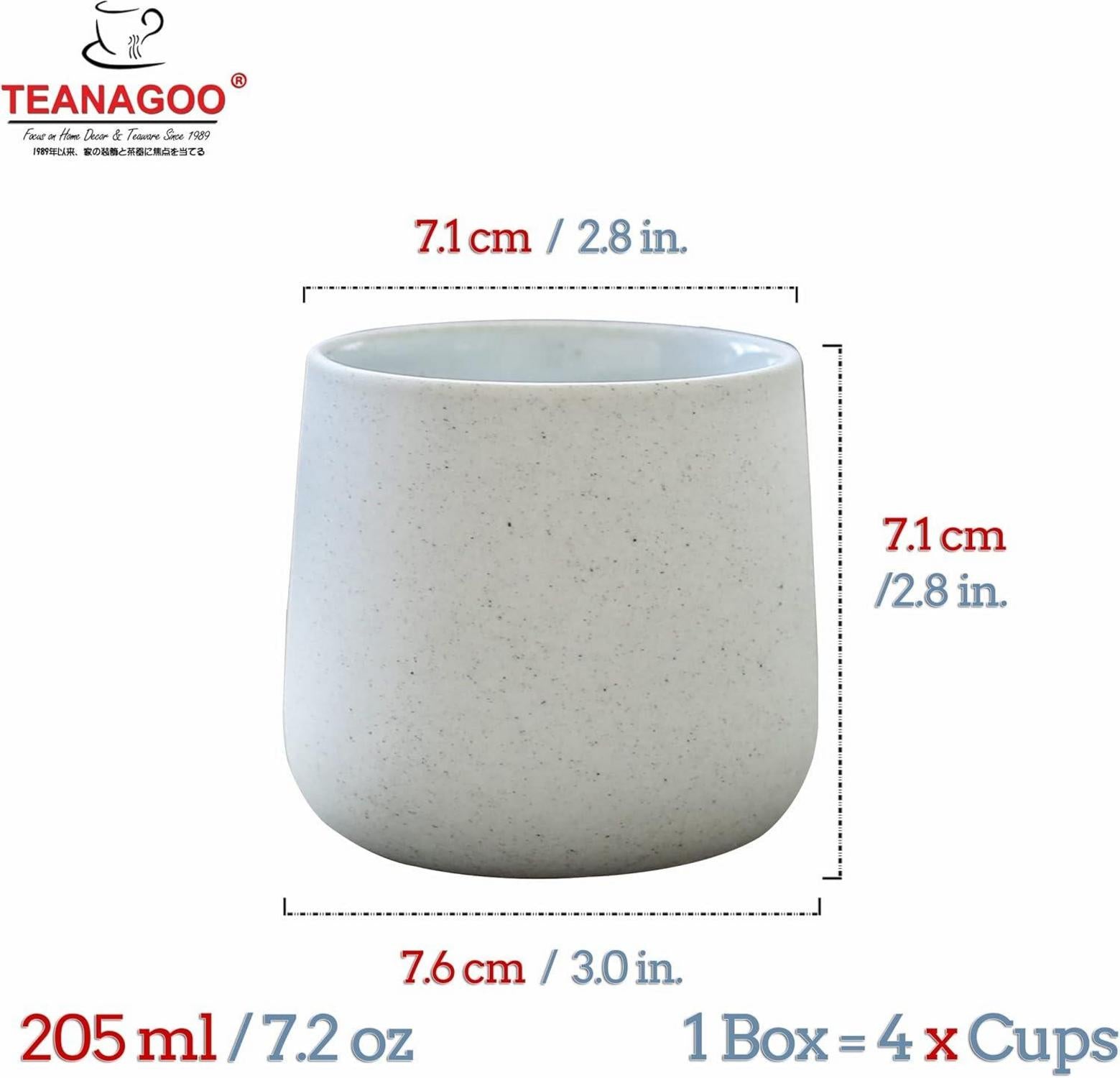 Japanische Teetassen Keramik 205ml 4er Set Hellgrau H5 Asia Cups