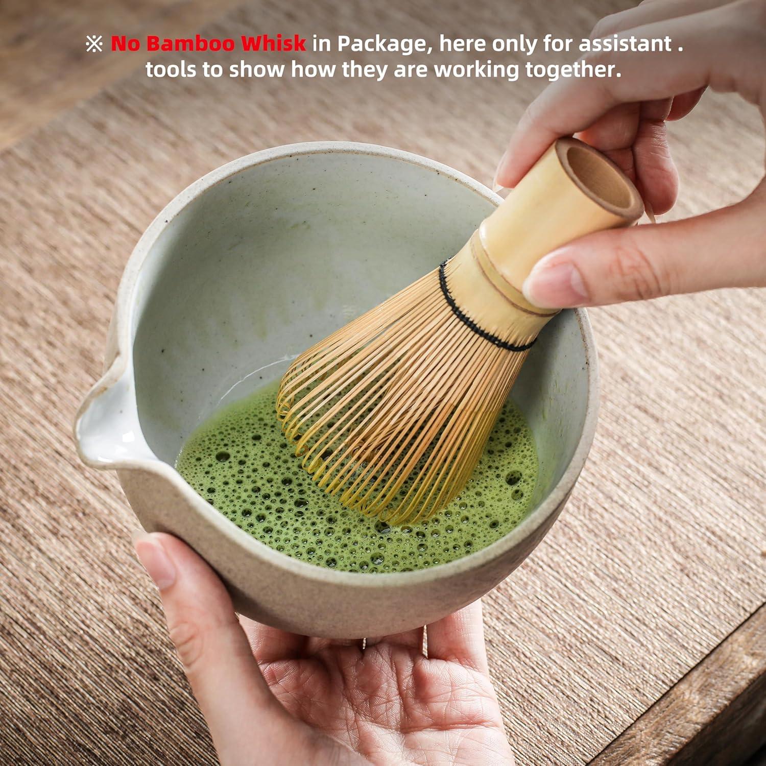 Matcha-Schale mit Steinstruktur und Schneebesenhalter, 18 OZ, Dunkelgrau