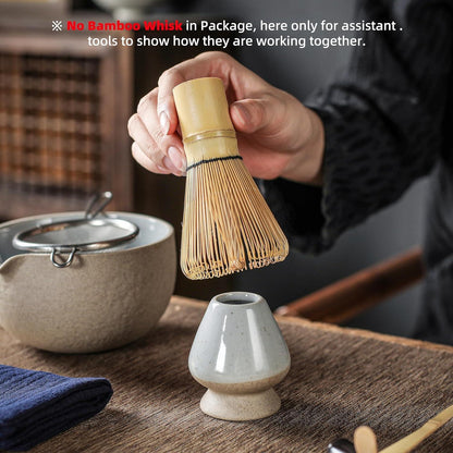 Japanische Matcha-Schüssel mit Steinstruktur und Schneebesenhalter, 18 OZ, K12
