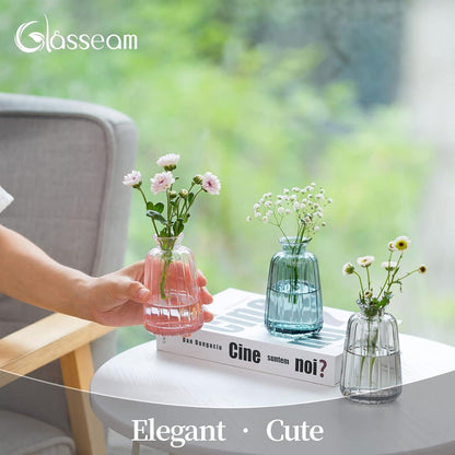 Vintage Mini Glasvasen Set für Hochzeit Tischdeko & Wohnzimmer Blumen