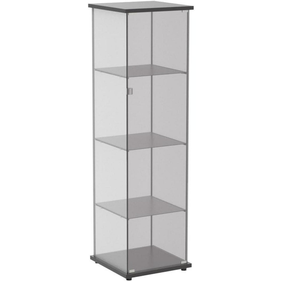 Standvitrine Schwarz – Glasvitrine mit 4 Böden & Schloss