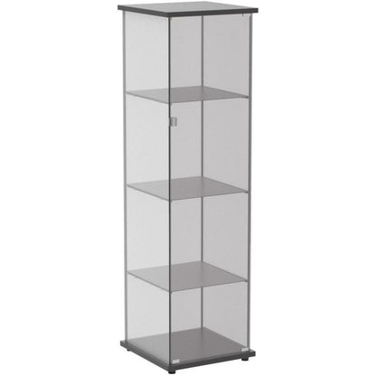 Standvitrine Schwarz – Glasvitrine mit 4 Böden & Schloss