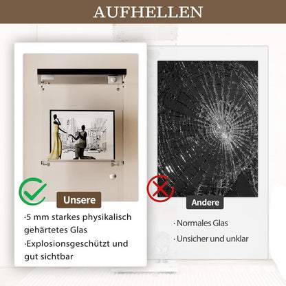 Standvitrine Schwarz – Glasvitrine mit 4 Böden & Schloss