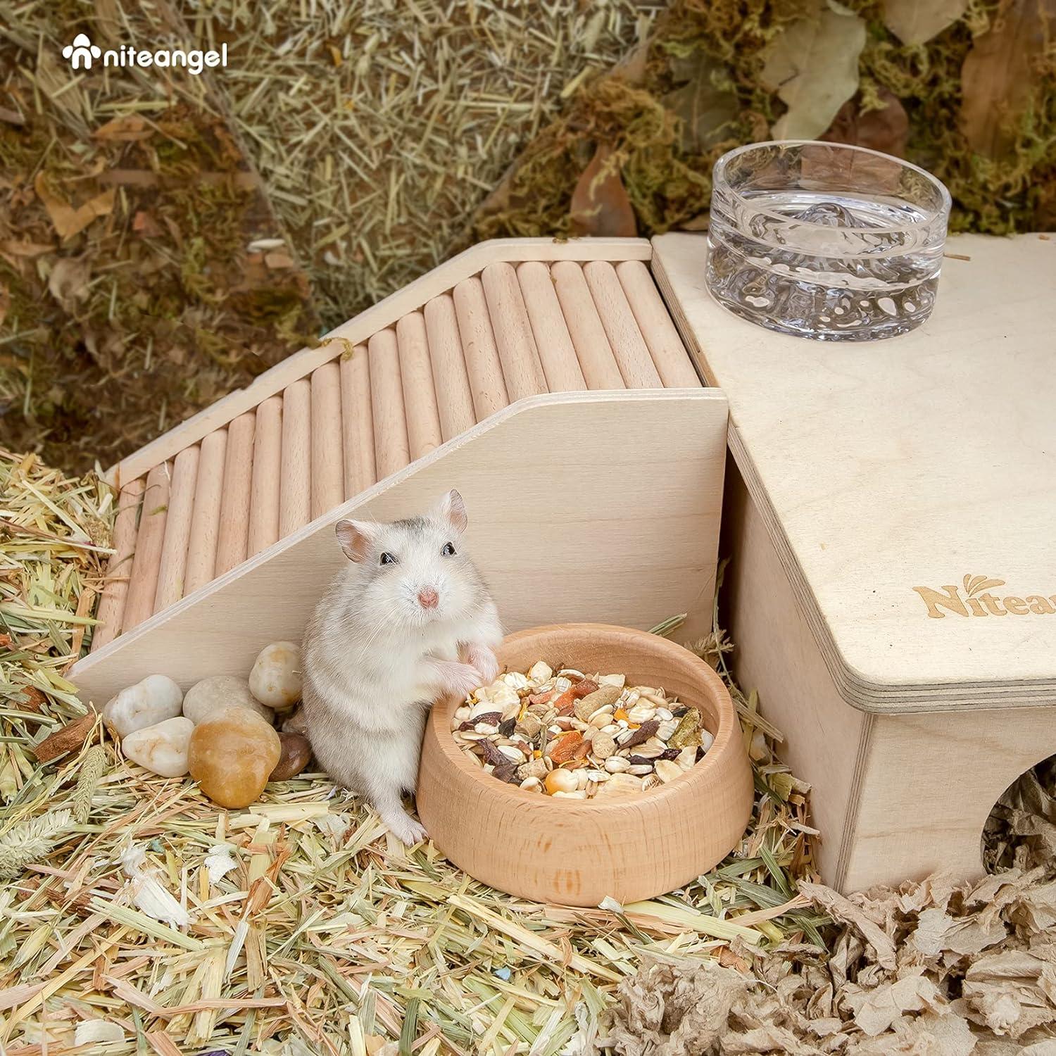Hamster-Futternapf aus Holz 7,9cm - Kleintier-Futterschale Hammy-Muster