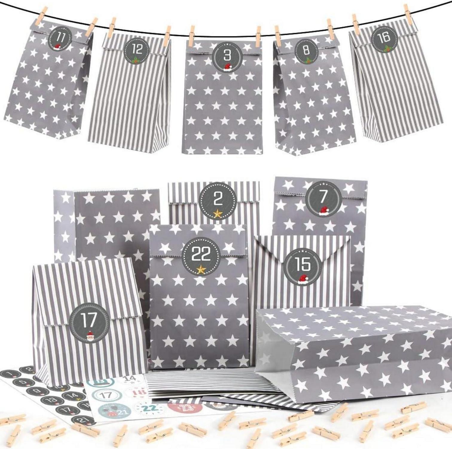 Adventskalender DIY Weihnachtskalender zum Befüllen 25 Tüten