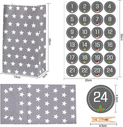 Adventskalender zum Befüllen Grau DIY Weihnachtskalender 25