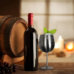 LELELINKY Edelstahl Weingläser 350ml rot Champagner Cocktailglas (Schwarz 2er