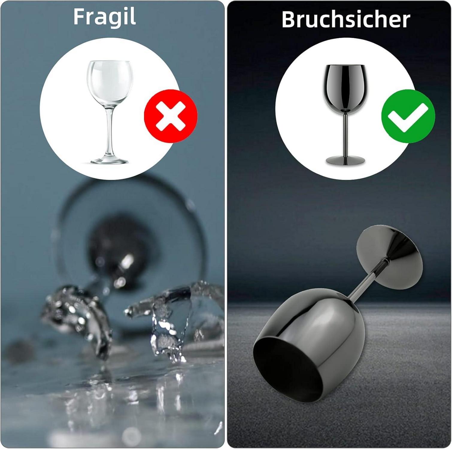 Weinglas Edelstahl Bruchsicher Rotweingläser Champagner