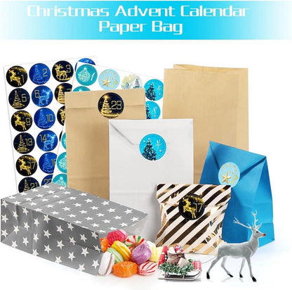 Adventskalender zum Befüllen 26 Papiertüten DIY Weihnachtskalender Blau