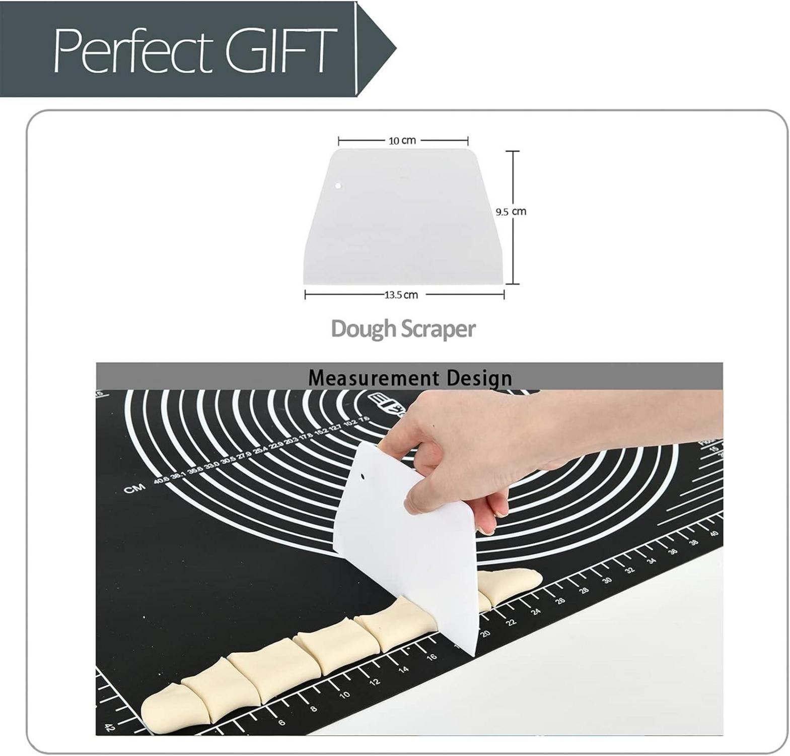 Rutschfeste Silikon Backmatte XL Teigmatte mit Teigschaber - Schwarz