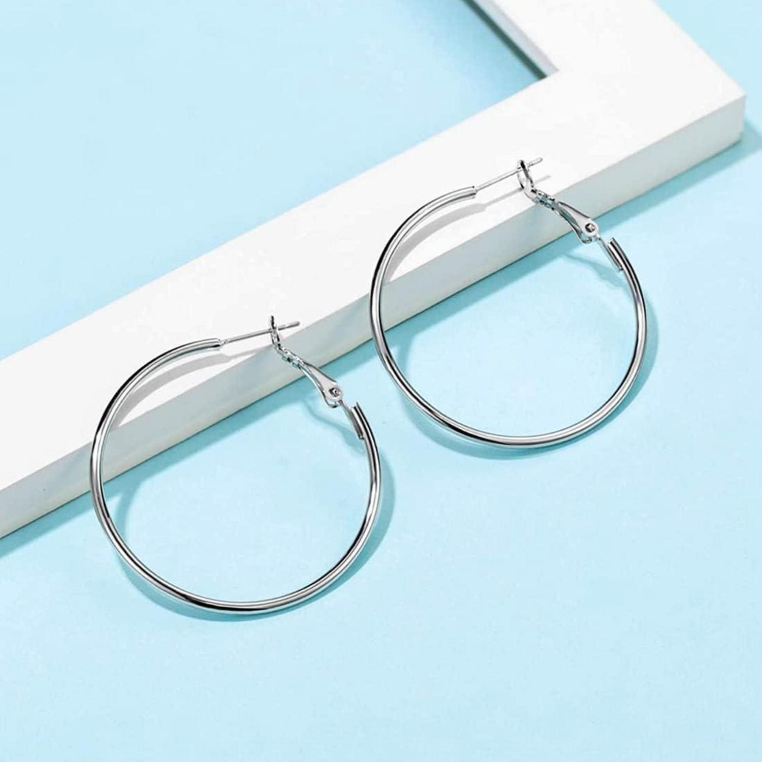 Groß Creolen Silber 925 Set 40/50/60mm Damen Ohrringe