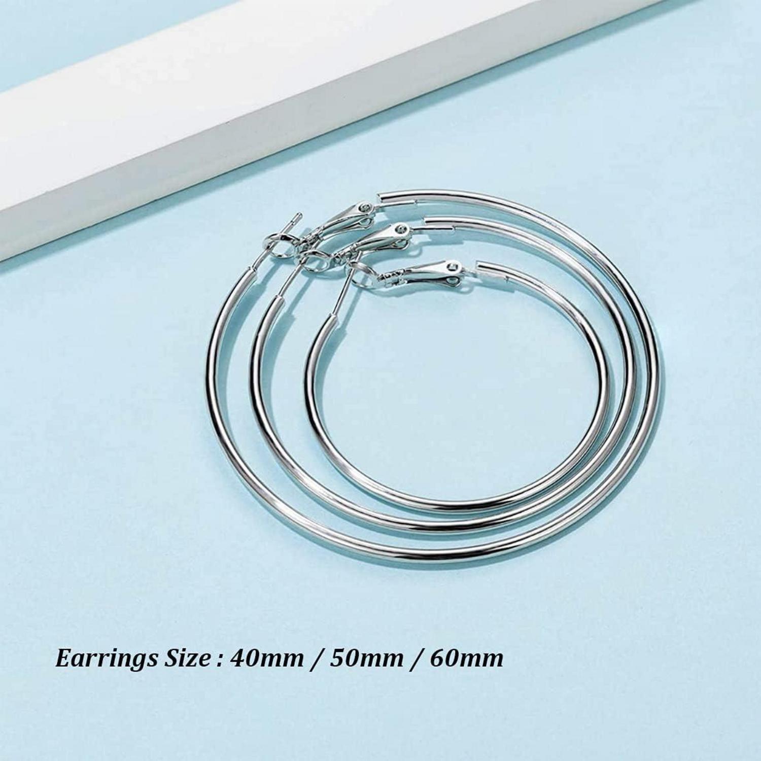 Creolen 925 Sterling Silber Set Ohrringe Damen Groß 40/50/60mm Silber