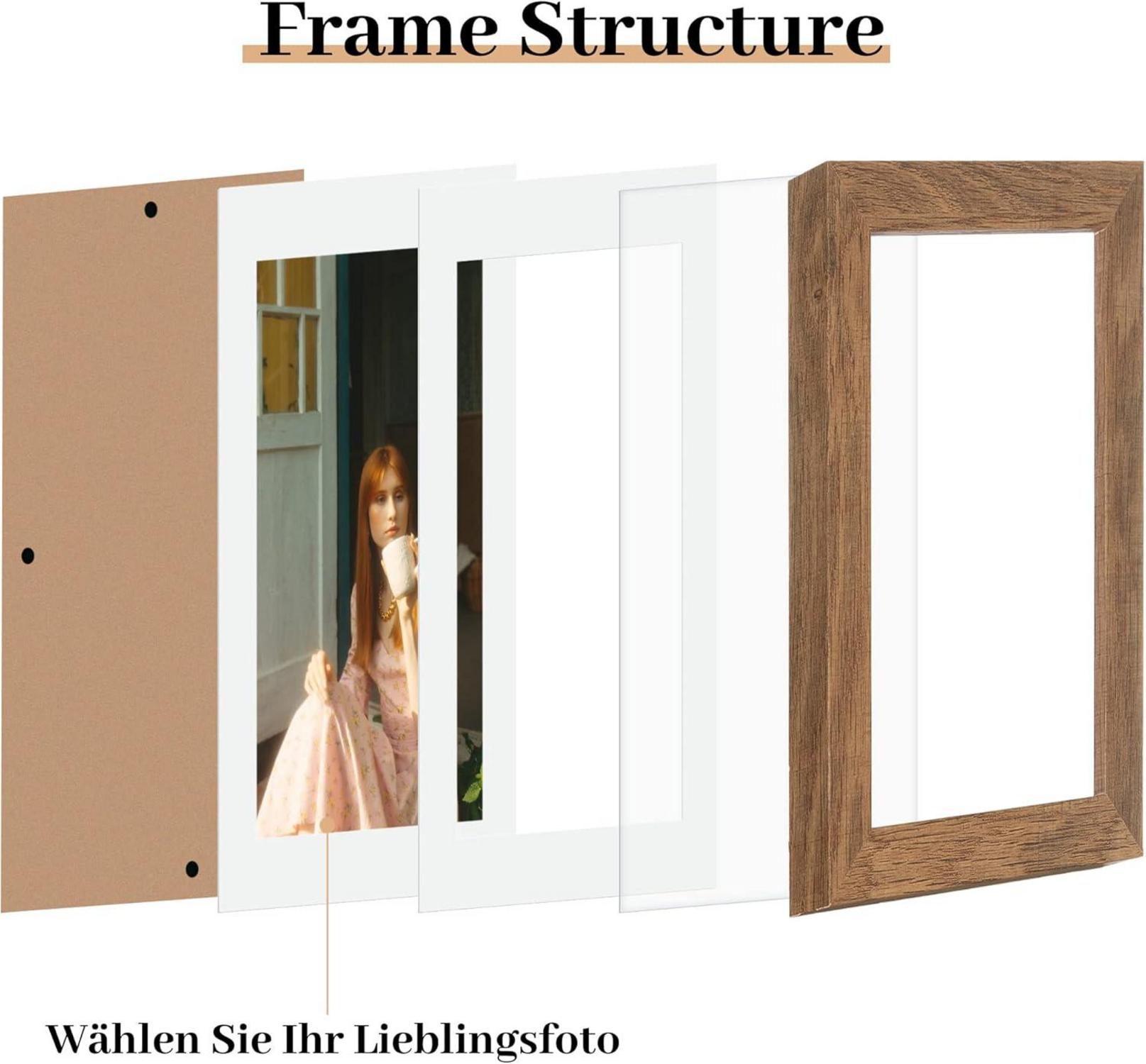 Bilderrahmen 13x18 Holzfarbe Echtholz Plexiglas 3er Set Posterrahmen