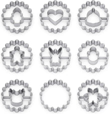 Plätzchen Ausstecher Set 9 Stück für Weihnachten - Edelstahl Linzer
