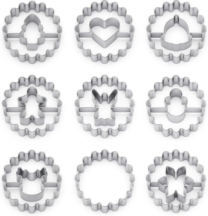 Plätzchen Ausstecher Set 9 Stück für Weihnachten - Edelstahl Linzer