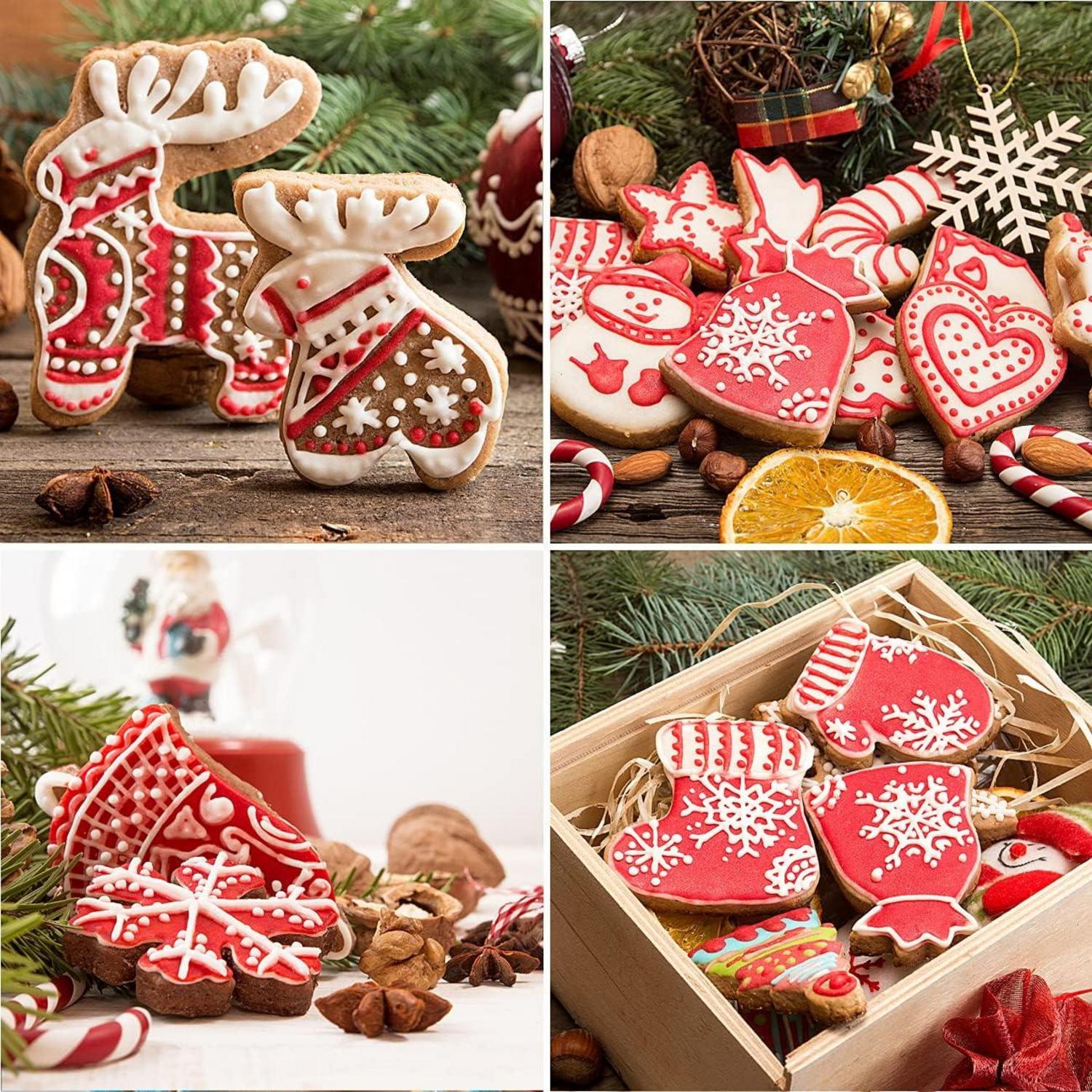 MIUTME Weihnachten Ausstecher Set 5 Stück Edelstahl Plätzchen Ausstechformen Keksausstecher Kinder Cookie Cutter für Kekse Brot Backen Küche