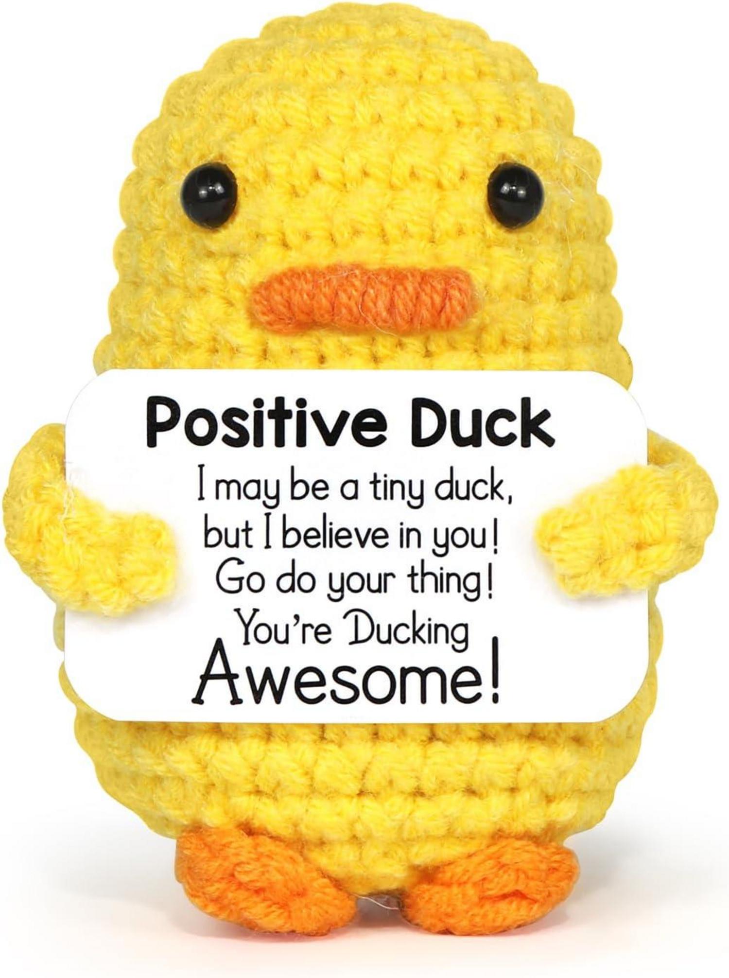 Positive Duck Puppe Strickwolle mit Aufmunterungskarte