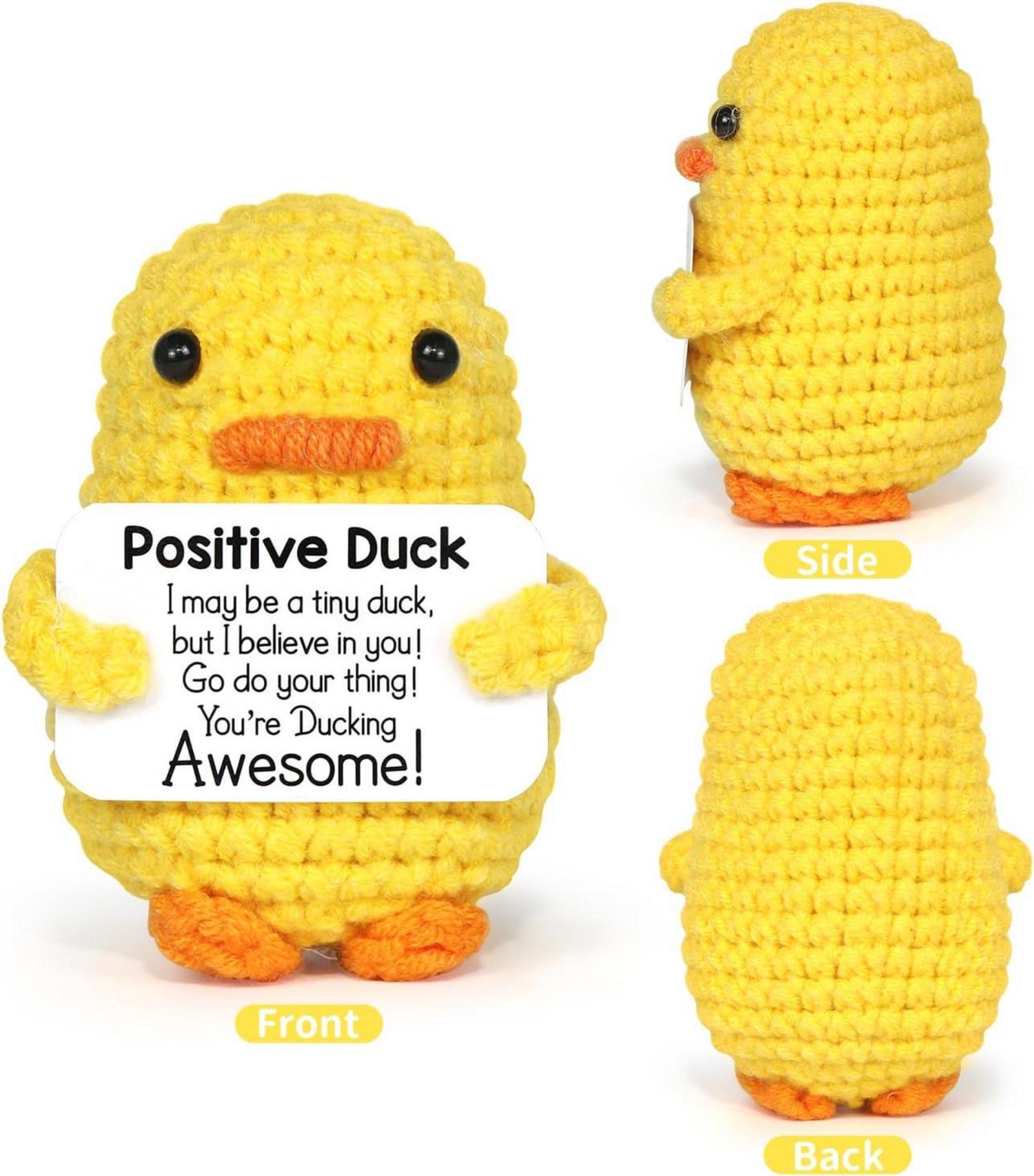 Positive Duck Puppe Strickwolle mit Aufmunterungskarte