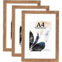 Bilderrahmen A4 Holzfarbe Plexiglas 3er Set Fotorahmen 21x30