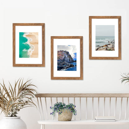 Bilderrahmen A4 Holzfarbe Echtholz Plexiglas Poster Fotorahmen 3er Set