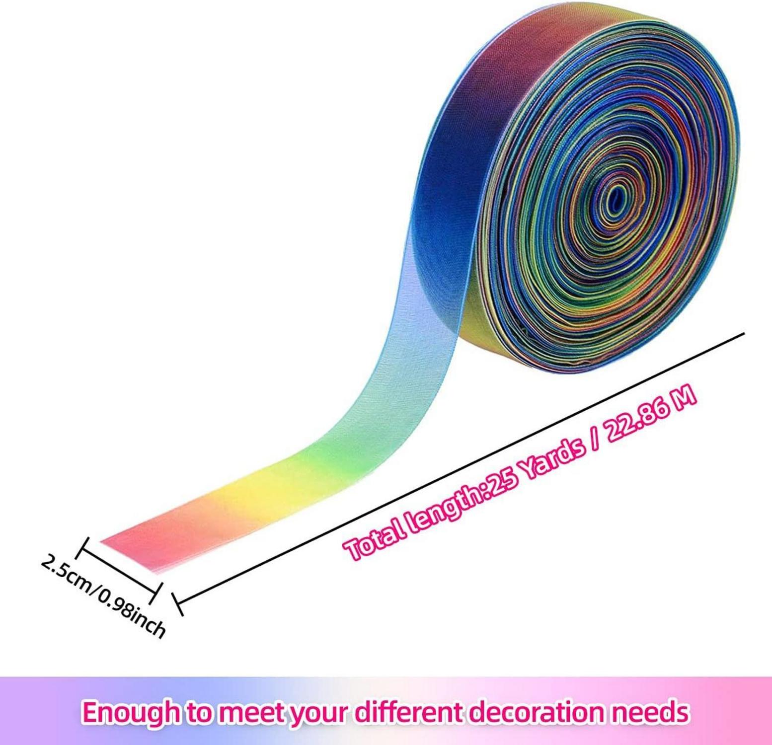 Regenbogen Geschenkband Organza Bänder Gradient Farben 25