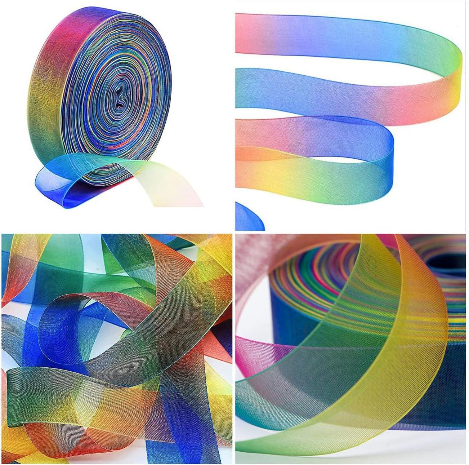 Regenbogen Organza Geschenkband Schleifenband 25 Yard 25mm Gradient