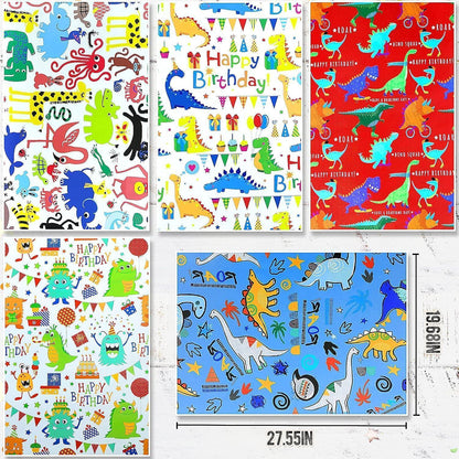 Kinder Geschenkpapier Set Dinosaurier Geburtstag Geschenk