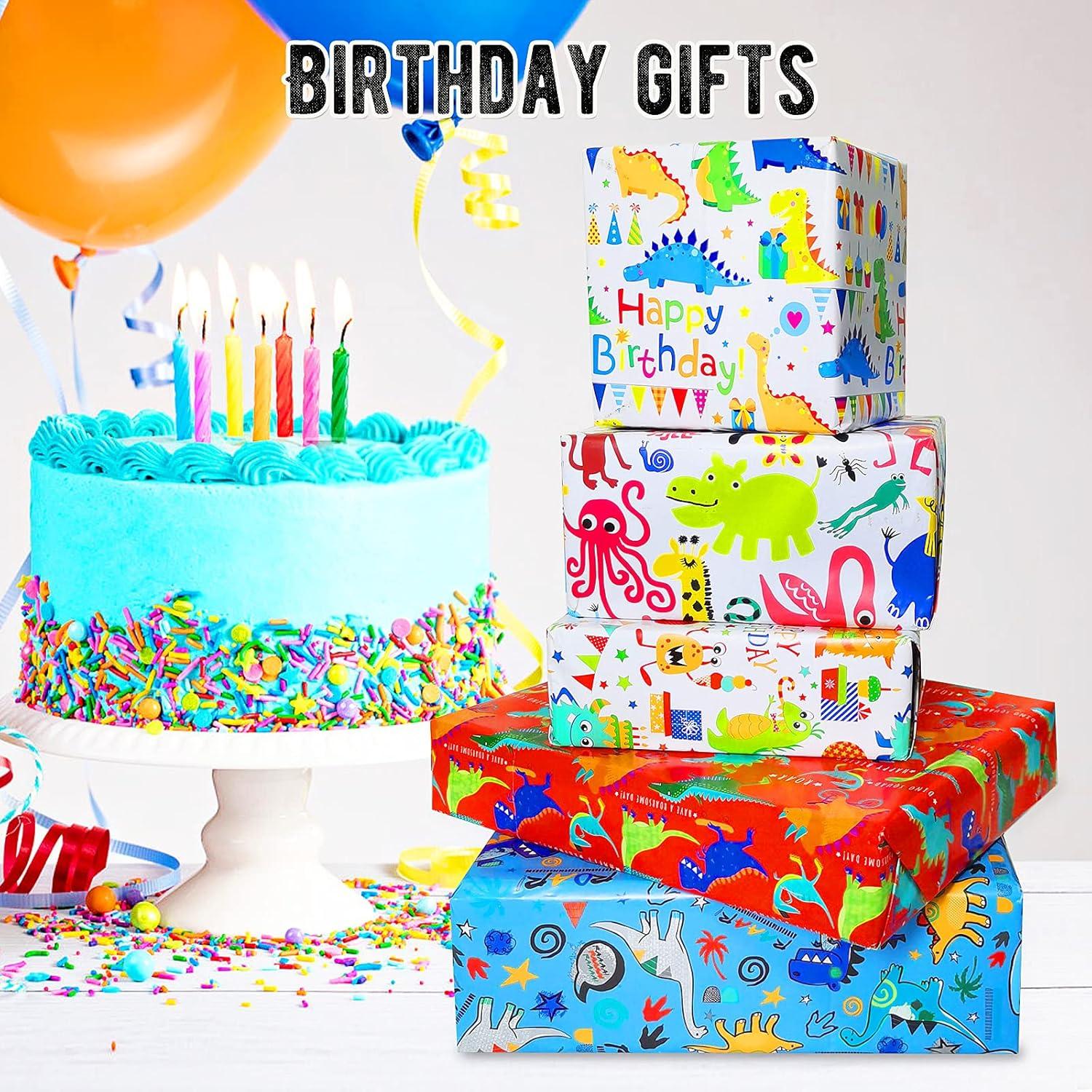 Kinder Geschenkpapier Dinosaurier Geburtstag Set 7 Blatt 70x50cm